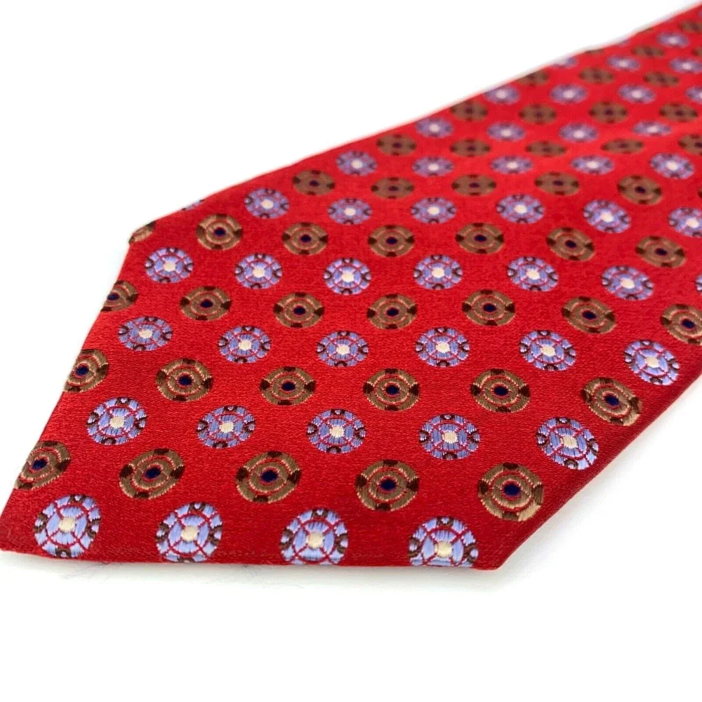 IKE BEHAR New York Red Tie 100% Imported Silk Hand Tailored Woven Mens Necktie
